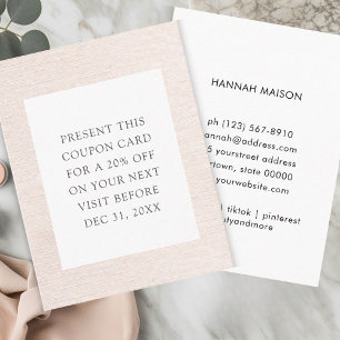 Einfache Beige Moderne Minimalistische Discount-Ka Visitenkarte