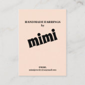 Einfache beige Ohrring-Display-Visitenkarte Visitenkarte (Rückseite)