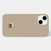 Einfache Beige-Pinselgoldmonogramm Case-Mate iPhone Hülle (Rückseite (Horizontal))
