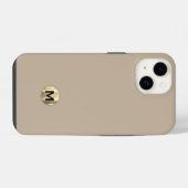 Einfache Beige-Pinselgoldmonogramm iPhone Hülle (Rückseite (Horizontal))