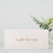 Einfache Beige Salon Boutique Geschenkgutschein (Stehend Vorderseite)