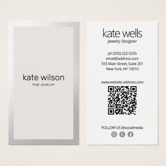 Einfache Beige taupe Silver Border (Vorne & Hinten)