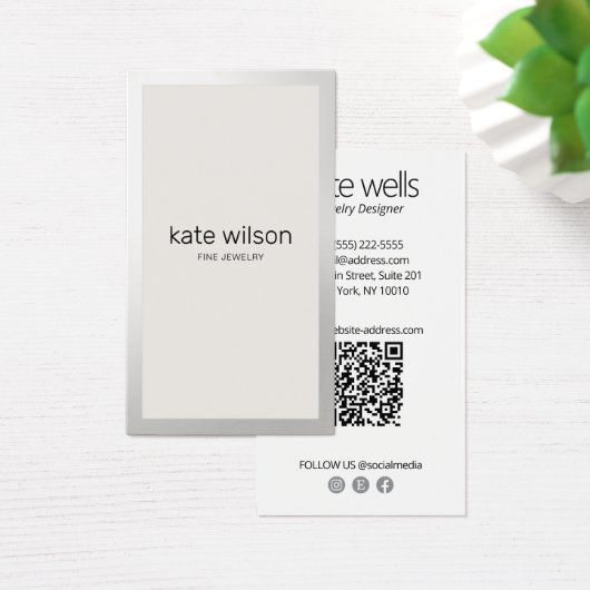 Einfache Beige taupe Silver Border (Schreibtisch)