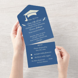 Einfache Beige und Blau Save the Date Personalisie All In One Einladung