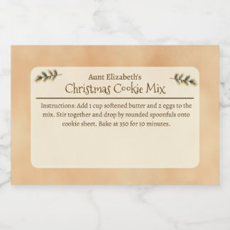 Einfache Beige Weihnachts-Backmischung Geschenk Lebensmitteletikett