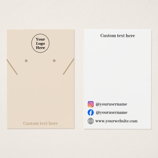 Einfache beigefarbene Halsklammern Display Card (Vorne & Hinten)