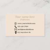 Einfache beigefarbene minimalistische Visitenkarte (Rückseite)