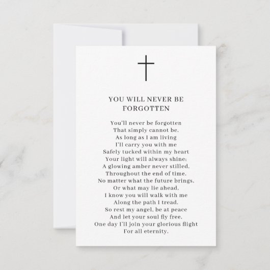 Einfache Beileid-Fotokarte zur Beerdigung Karte (Rückseite)