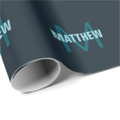 Einfache, benutzerdefinierbare Mit Monogramm Bezei Geschenkpapier (Rolleneckpunkt)