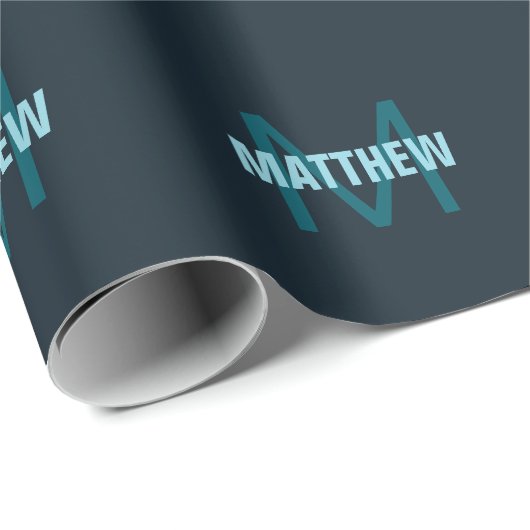 Einfache, benutzerdefinierbare Mit Monogramm Bezei Geschenkpapier (Rolleneckpunkt)