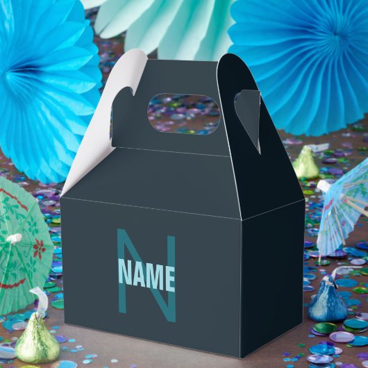 Einfache, benutzerdefinierbare Mit Monogramm Bezei Geschenkschachtel (Party)