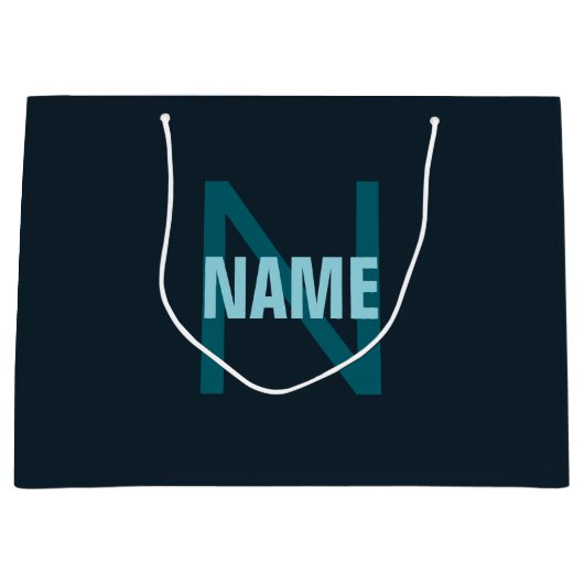 Einfache, benutzerdefinierbare Mit Monogramm Bezei Große Geschenktüte (Vorderseite)