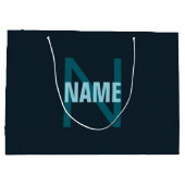 Einfache, benutzerdefinierbare Mit Monogramm Bezei Große Geschenktüte (Rückseite)