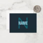 Einfache, benutzerdefinierbare Mit Monogramm Bezei Mitteilungskarte (Vorderseite/Rückseite Beispiel)