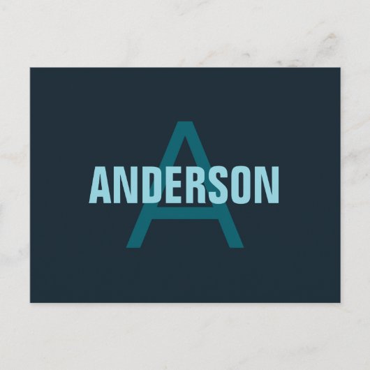 Einfache, benutzerdefinierbare Mit Monogramm Bezei Postkarte (Vorderseite)