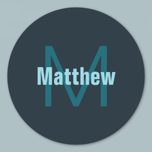 Einfache, benutzerdefinierbare Mit Monogramm Bezei Runder Aufkleber