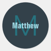 Einfache, benutzerdefinierbare Mit Monogramm Bezei Runder Aufkleber (Vorderseite)