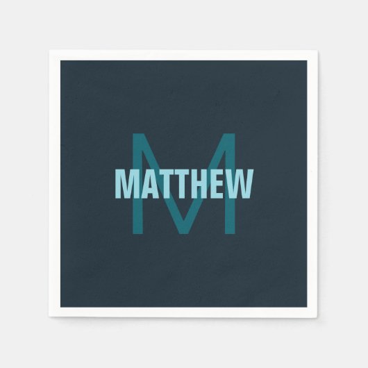 Einfache, benutzerdefinierbare Mit Monogramm Bezei Serviette (Vorderseite)