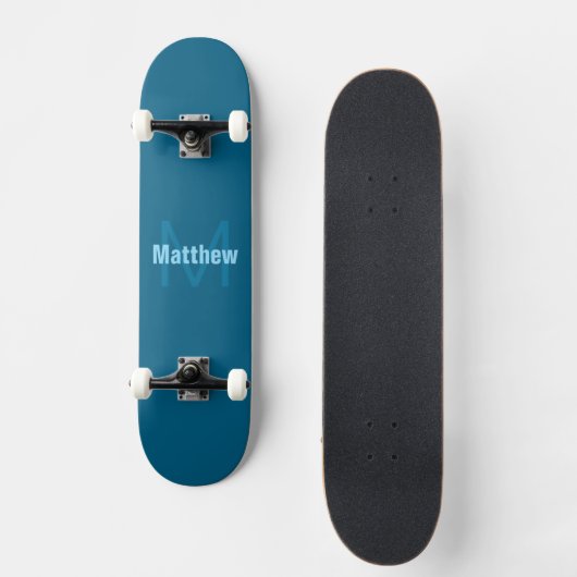 Einfache, benutzerdefinierbare Mit Monogramm Bezei Skateboard (Vorderseite)