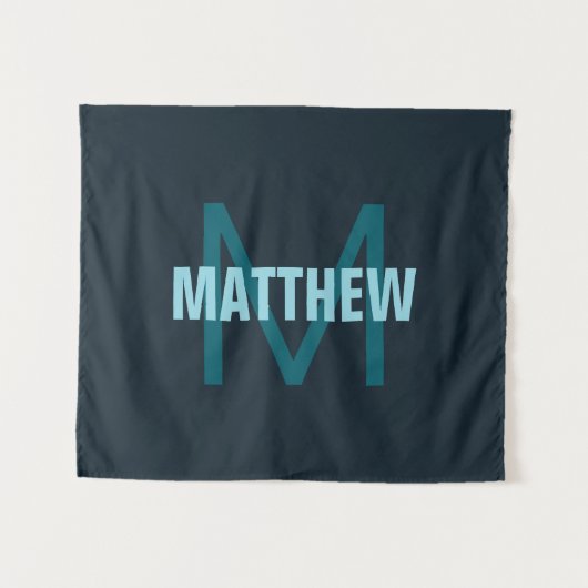 Einfache, benutzerdefinierbare Mit Monogramm Bezei Wandteppich (Vorderseite (Horizontal))