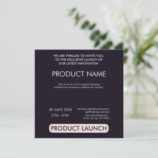 Einfache, benutzerdefinierbare Produktstartveranst Save The Date (Stehend Vorderseite)