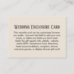 Einfache benutzerdefinierte DIY-Hochzeitscreme Begleitkarte