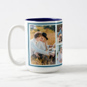 Einfache benutzerdefinierte Familie 4 Foto Collage Zweifarbige Tasse (Links)