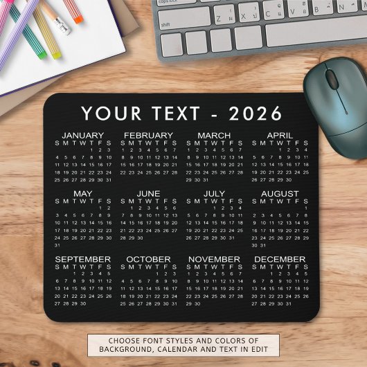 Einfache benutzerdefinierte Farben für 2026 Kalend Mousepad
