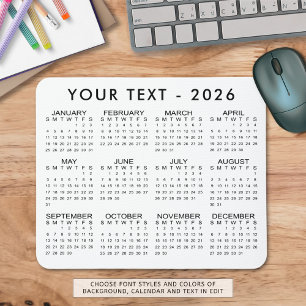 Einfache benutzerdefinierte Farben für 2026 Kalend Mousepad