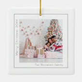 Einfache benutzerdefinierte Foto Name Jahr Frohe W Keramikornament (Rückseite)