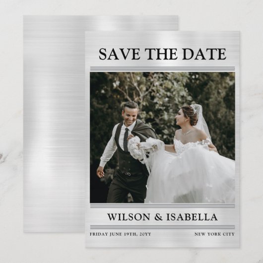 Einfache benutzerdefinierte Foto-Save the Date-Kar Save The Date (Vorne/Hinten)