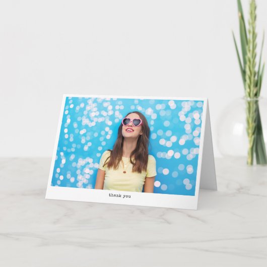 Einfache benutzerdefinierte Foto-White-Writer-Meld Dankeskarte (Vorderseite)