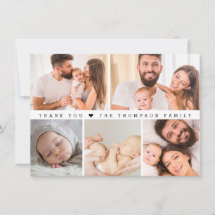 Einfache benutzerdefinierte Fotocollage Baby Showe Dankeskarte