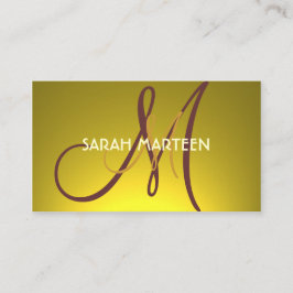 Einfache, benutzerdefinierte, goldgelbe Monogramm- Visitenkarte