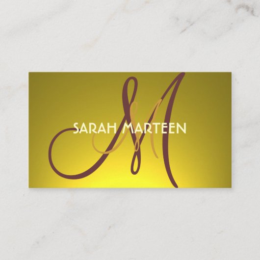 Einfache, benutzerdefinierte, goldgelbe Monogramm- Visitenkarte (Vorderseite)