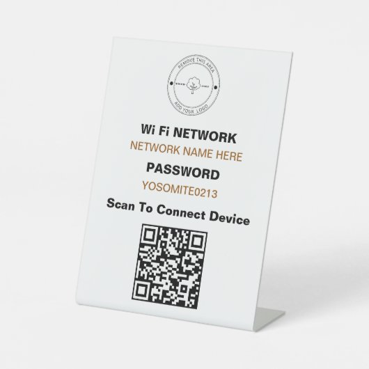 Einfache, benutzerdefinierte Logo QR-Code Wifi-Det Sockelschild (Vorderseite)