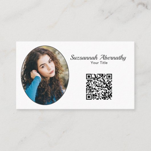 Einfache benutzerdefinierte Oval-Foto QR-Code-Visi Visitenkarte (Vorderseite)