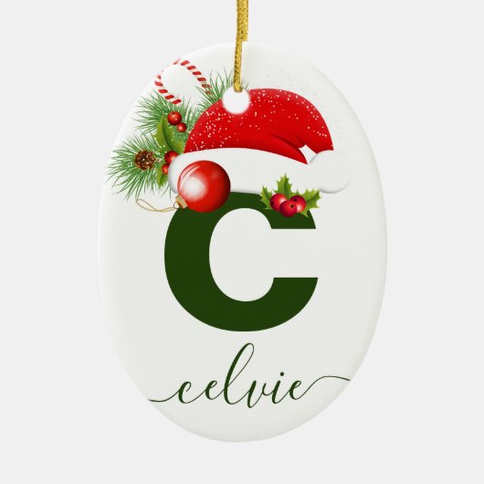 Einfache benutzerdefinierte Personalisierte Monogr Keramik Ornament (Vorne)