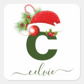 Einfache benutzerdefinierte Personalisierte Monogr Quadratischer Aufkleber (Vorderseite)