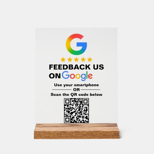 Einfache benutzerdefinierte QR-Code Google-Bewertu Acrylschild (Vorderseite)