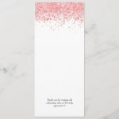 Einfache benutzerdefinierte Text Rosa Glitzer Hoch Menükarte (Rückseite)