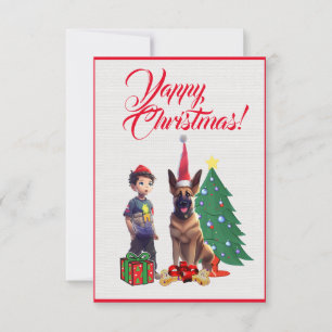 Einfache benutzerdefinierte Weihnachtskarte mit Mä Dankeskarte
