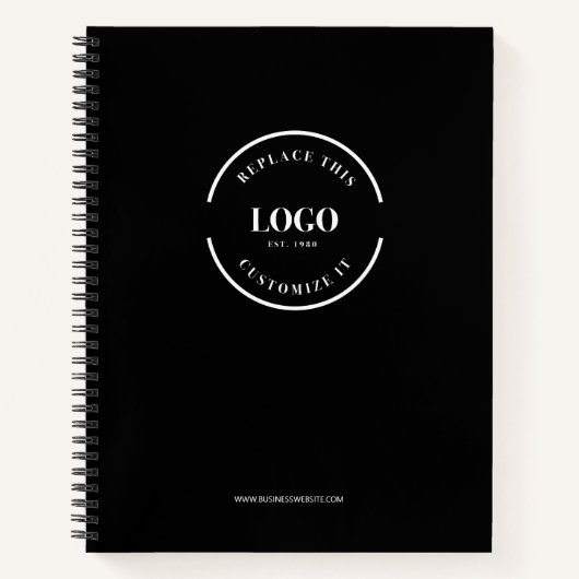 Einfache, benutzerfreundliche Logo-Website Schwarz Notizblock (Vorderseite)