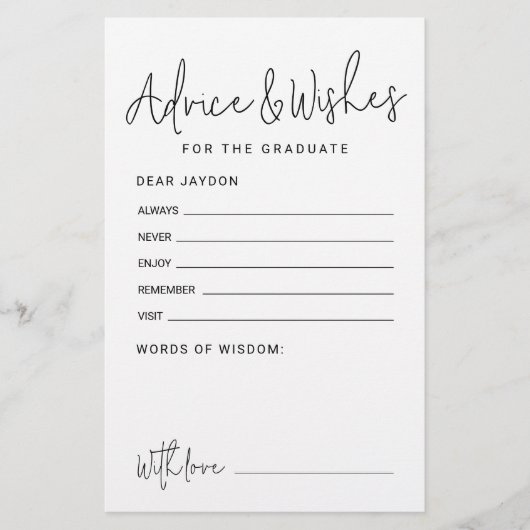 Einfache Beratung und Wünsche für moderne Script G (Vorderseite)