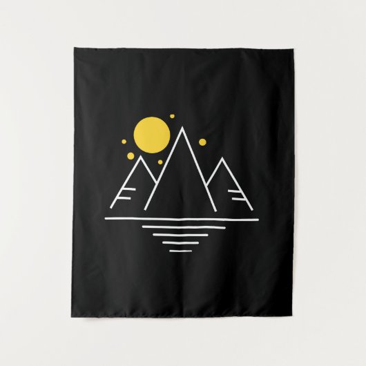 Einfache Berge mit Sonne Wandteppich (Vorderseite)