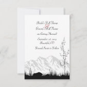 Einfache Bergszene Schwarz, Weiß und Rot Save The Date (Rückseite)