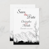 Einfache Bergszene Schwarz, Weiß und Rot Save The Date (Vorne/Hinten)