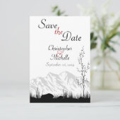 Einfache Bergszene Schwarz, Weiß und Rot Save The Date (Stehend Vorderseite)