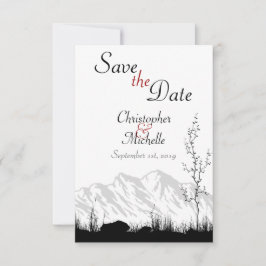 Einfache Bergszene Schwarz, Weiß und Rot Save The Date