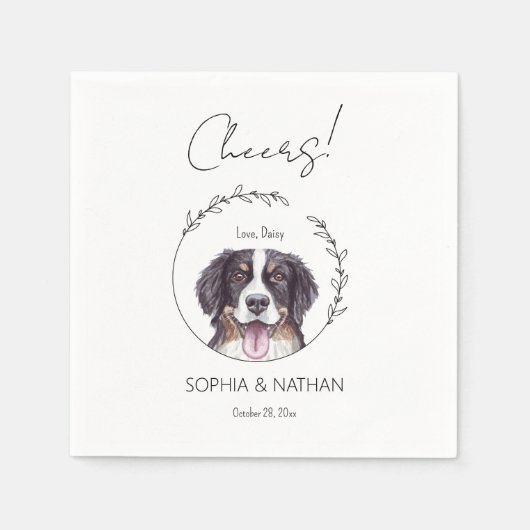 Einfache Berner Hund Hochzeitcocktail Serviette (Vorderseite)